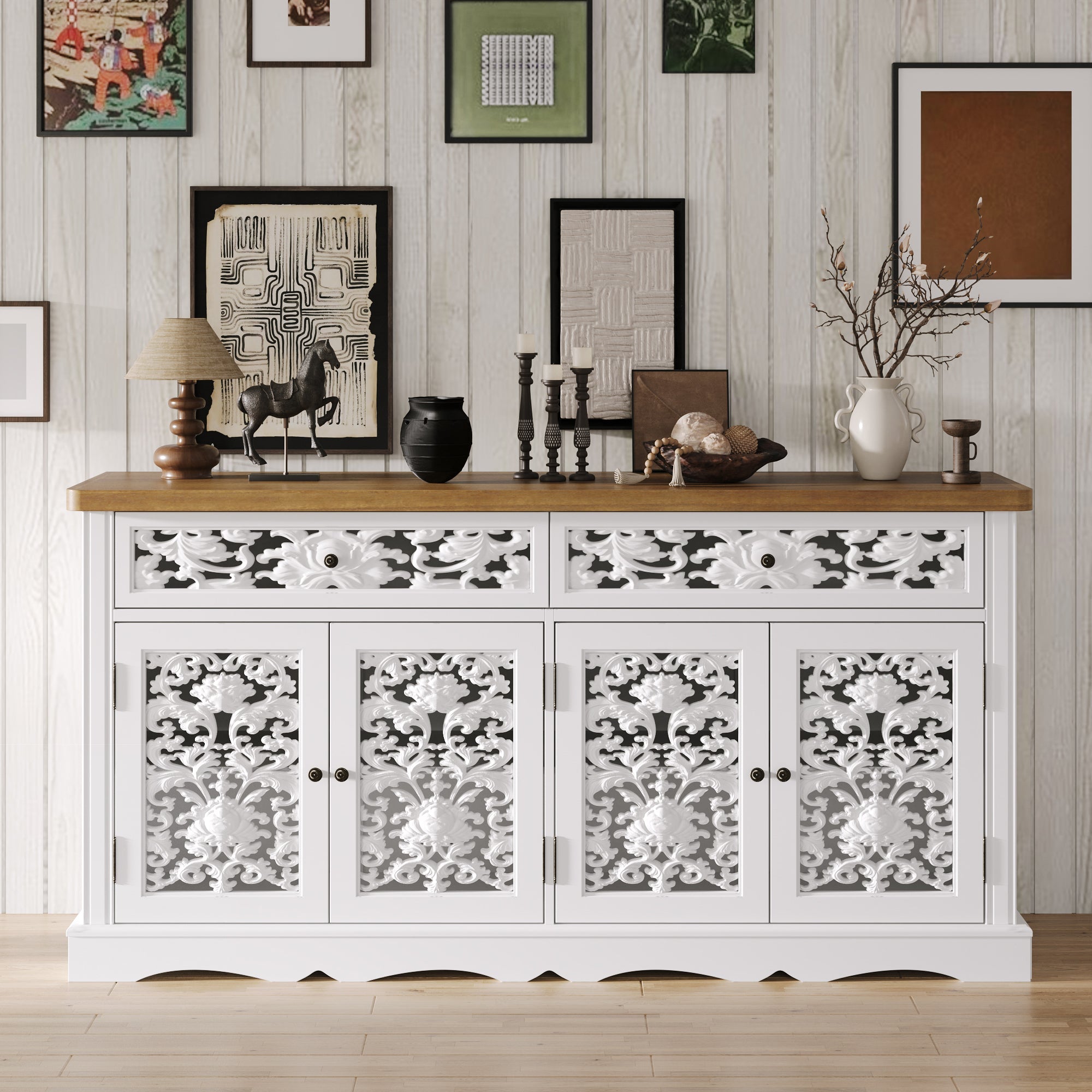 63" W Sideboard Cabinet Buffet Storage Cabinet