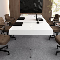 78.7" Modern Minimalist White Writing Desk With Glass Base