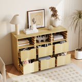 47.2 inch Rustic Natural Wood Sideboard with 6 Drawers & 3 Shelves