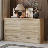 55.1" 7-Drawer Wood Chest Dresser with Hidden Compartments and Large Kick Drawer