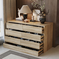 55.1" 7-Drawer Wood Chest Dresser with Hidden Compartments and Large Kick Drawer