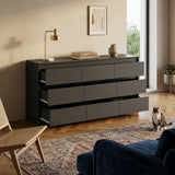 63” Wide Modern Minimalist 9-Drawer Dresser & Storage Sideboard
