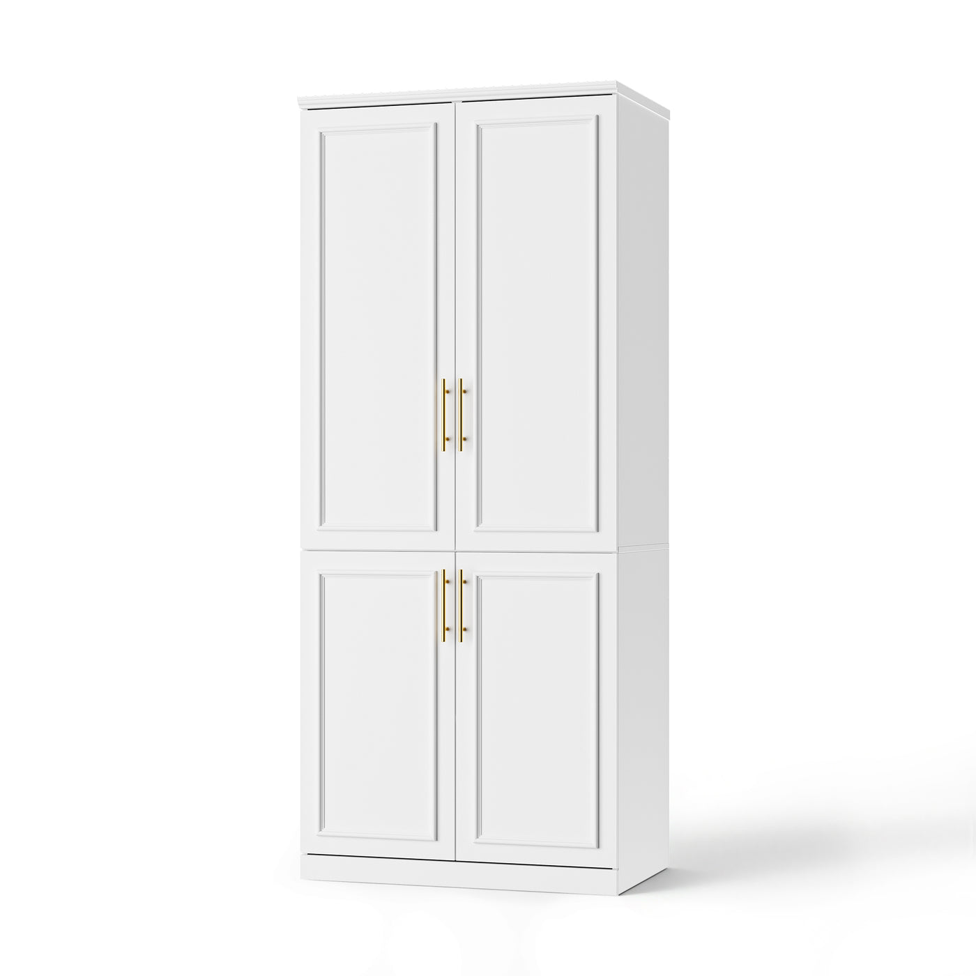 Rena 31.7" Modern White 4-Door Armoire with Hanging Rod