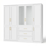 79.3 inch Luxe White Armoire with 8 Doors and 3 Drawers