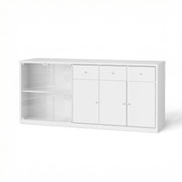 78.7" Contemporary White Kitchen Island with Tempered Glass Door & 3 Drawers