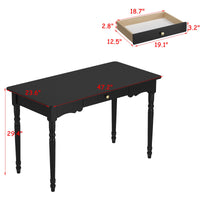 47.2" Modern Black Rectangle Writing Desk with Drawer and Alien Shaped Design