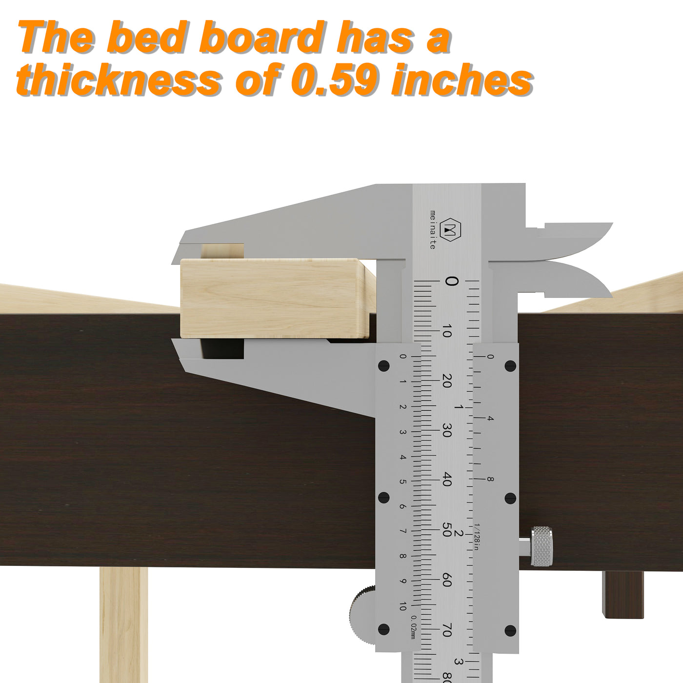 63.2" Modern Brown Platform Bed with Ribbed Detailing