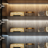 47 inches Modern Brown Display Cases With Glass Door, Adjustable Lighting