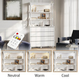 31.5 inch Contemporary White Display Cabinet with LED Lighting & Glass Doors