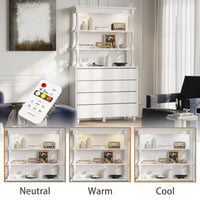 47.2" Contemporary White Display Cabinet with LED Lighting & Glass Doors