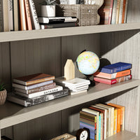 Bookshelf Cabinet Large Grey Sideboard with 3-Tier Open Shelf & 2 Drawers