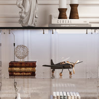 55.1" Modern Black Sideboard Display Case with LED Lighting & Full Glass Design