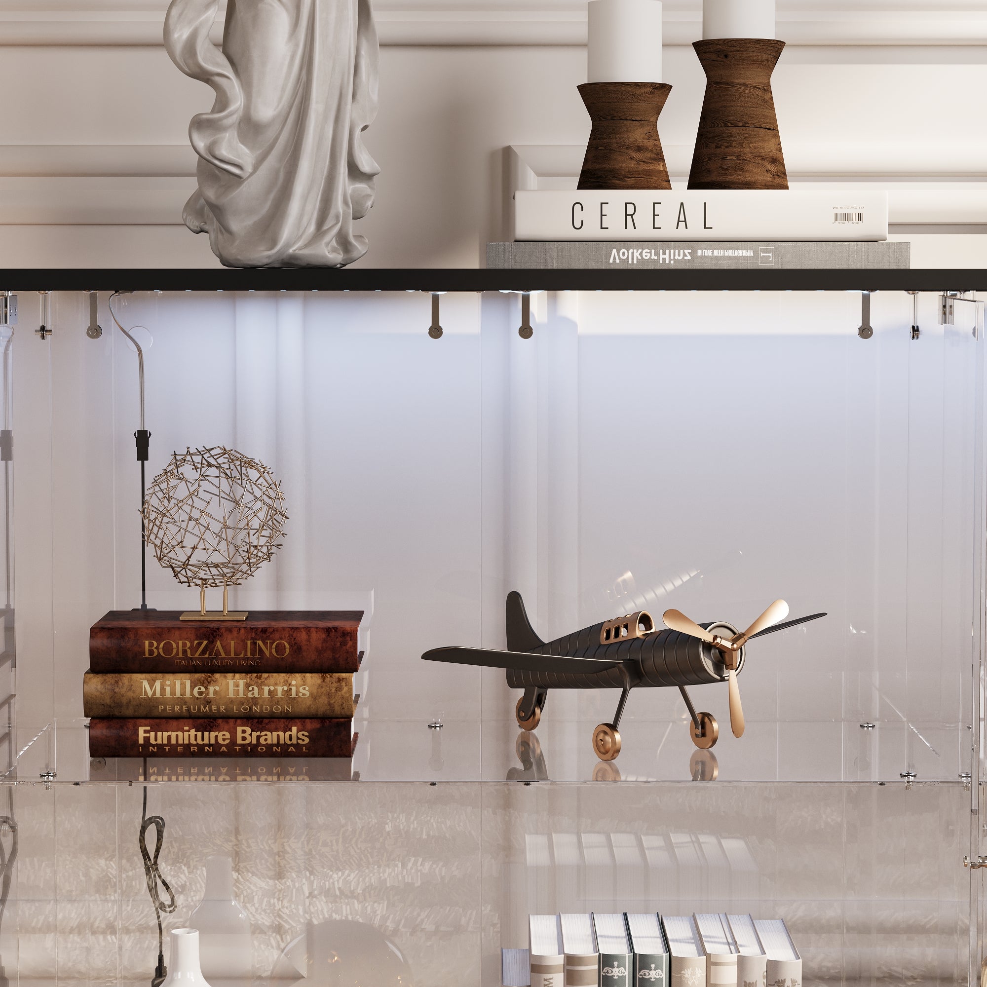 55.1" W Sideboard Cabinet Display Case