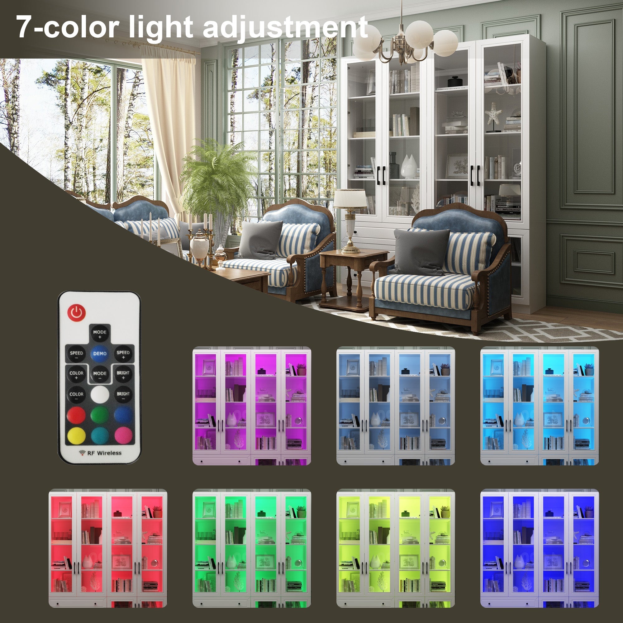 74.8”H China Cabinet Display Case With Light