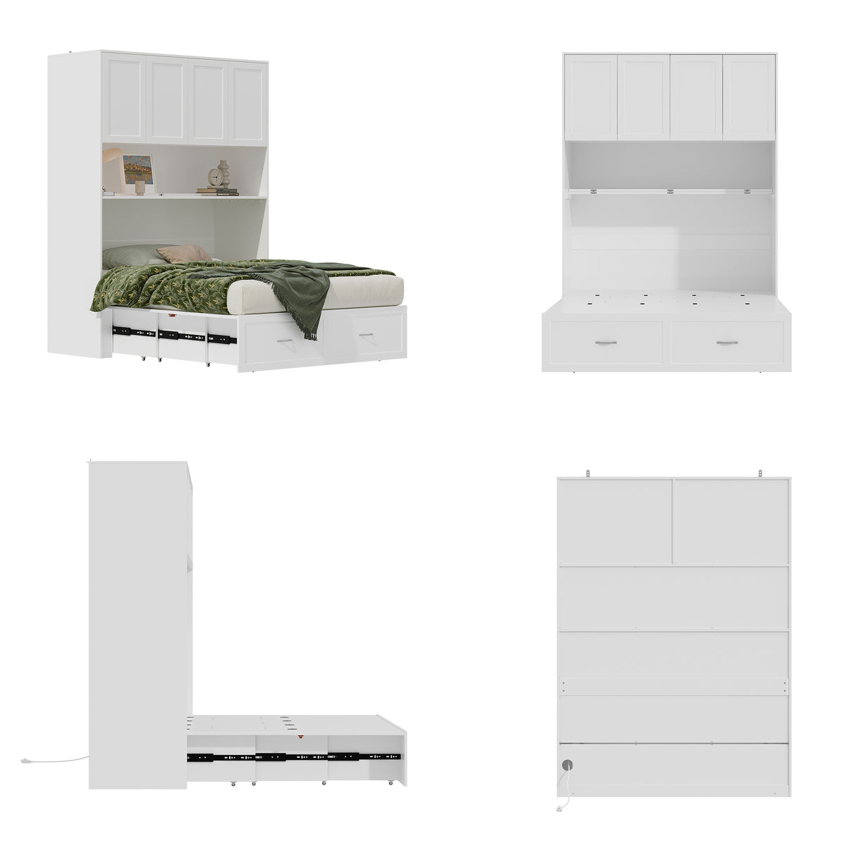 57.8" Modern White Storage Bed with Socket, view 7