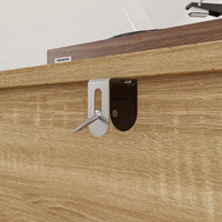 Wooden surface with a metal bracket and screw, featuring the Pioneer logo