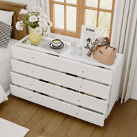 55.1" Modern White Double Dresser with Adjustable Lights