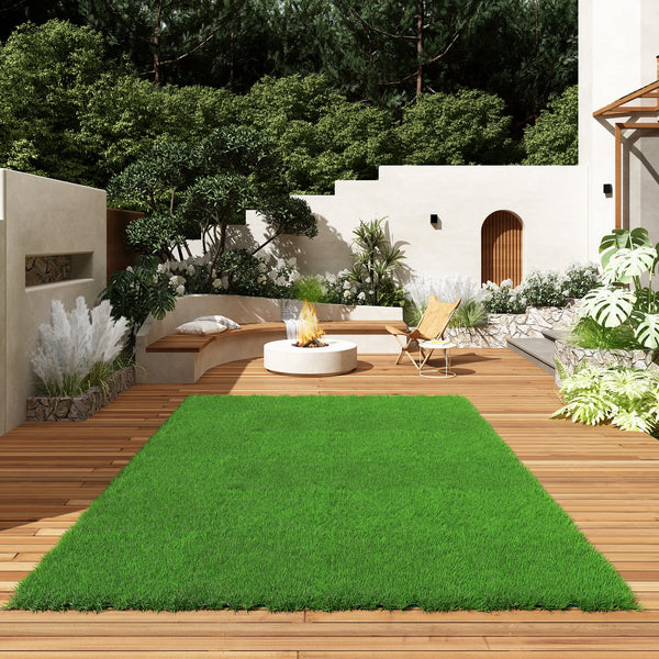 Custom Size Realistic Green Artificial Grass Turf with Self-Draining & UV Resistance