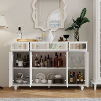 55.1" Mirrored Door Sideboard with 3 Drawers