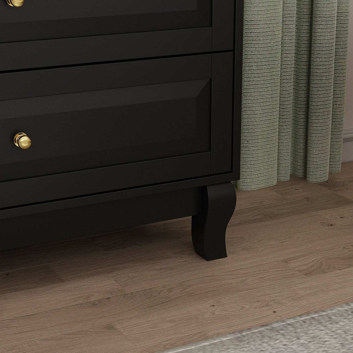 31.5" Modern Minimalist Black Modern Wood Cabinet Display Table Vertical 5-Drawer Dresser