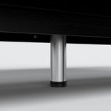 Modern black dresser with silver handles and metal legs
