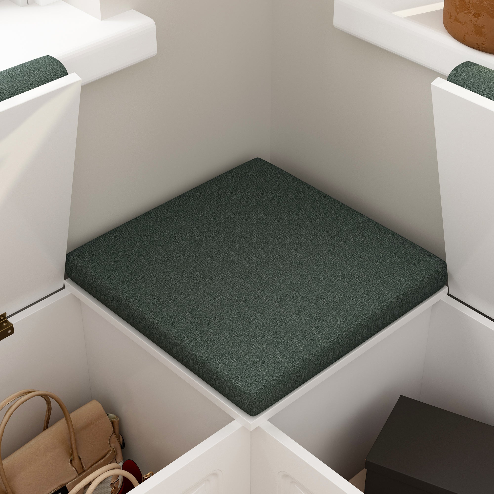 Corner Shoe Bench With Cushion And Storage