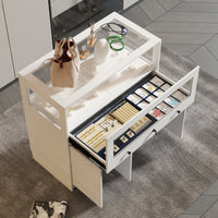 39.4" Modern Minimalist White Jewelry Display Cabinet With Lock And Tempered Glass