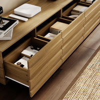 78.7" Modern Scandinavian Natural TV Stand Media Console with 4 Drawers