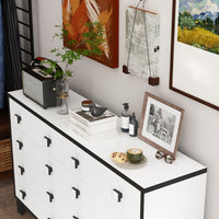47.2" Modern White 8-Drawer Storage Cabinet with Square Handles
