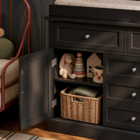 46.3" Modern Black Changing Table with 3 Drawers and 2 Cabinets