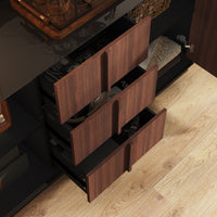 59.1" Modern Brown Sideboard Buffet with Integrated Track Socket & 3 Drawers