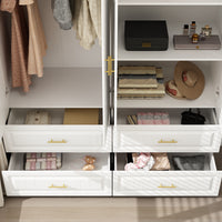 Family Cabinet Wardrobe Bedroom Armoire Home Closet 4 Doors and Drawers