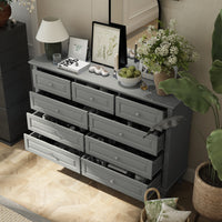 55.1" Traditional White 9-Drawer Dresser