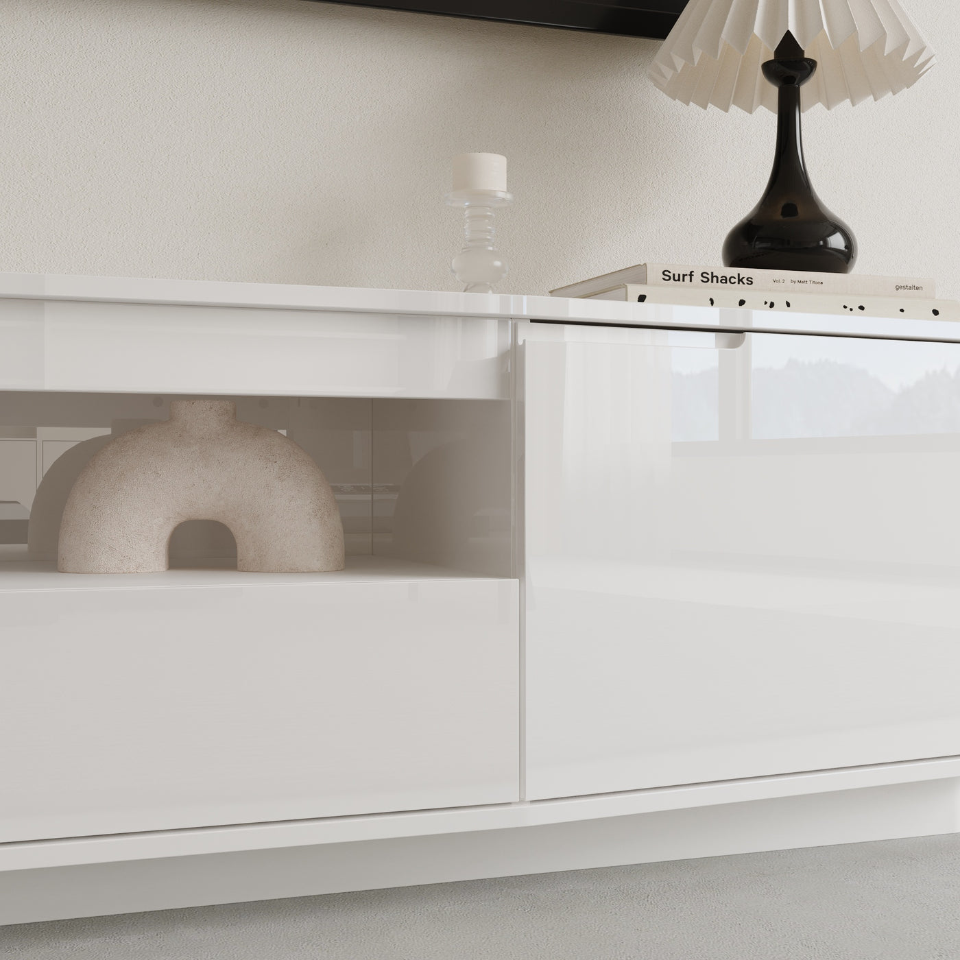 70.9" Modern White TV Stand with Drawer