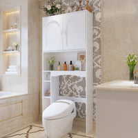 31.5" Modern White Toilet Storage with Tissue Holder