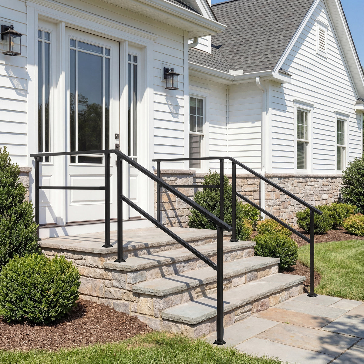 68.5" Modern Matte Black Stair Banister (Set of 2)
