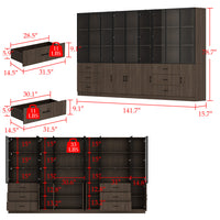 Geyma 141.7" Extra Wide Display Cabinet with 6 Drawers and LED Lights