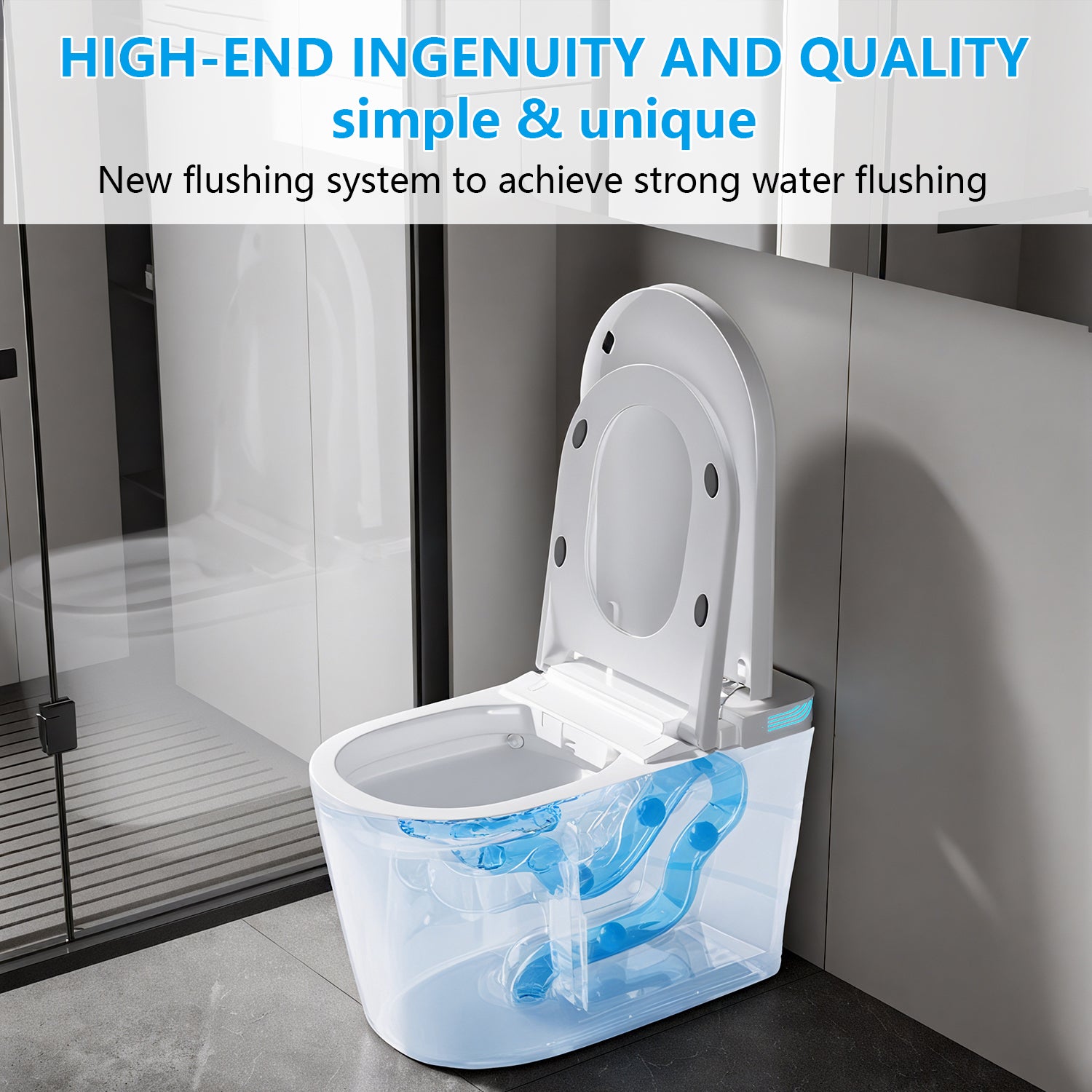 White smart toilet with ambient light