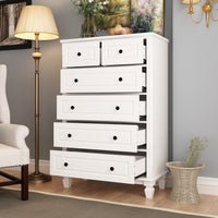 31.5" Modern Minimalist White Wooden 6-Drawer Tall Dresser Chest for Home Storage