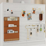 47.2 inches White Reception Desk with Metal Pegboard, Locking Drawers and Large Storage