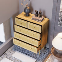 31.5" Modern Natural Vertical 5 Rattan Chest of Drawer