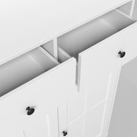 White garage storage cabinet with countertop, tool wall, and lower doors