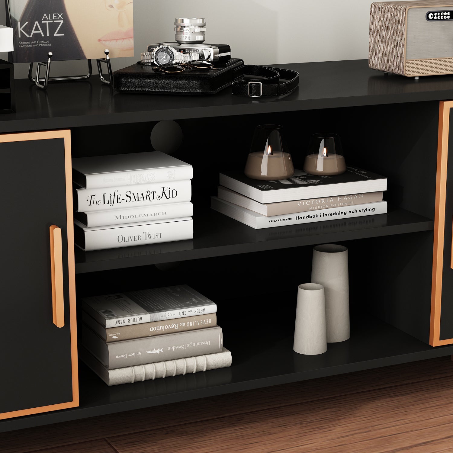 70.9'' W 2-Door TV Stand & Media Center With 2-Open Shelve