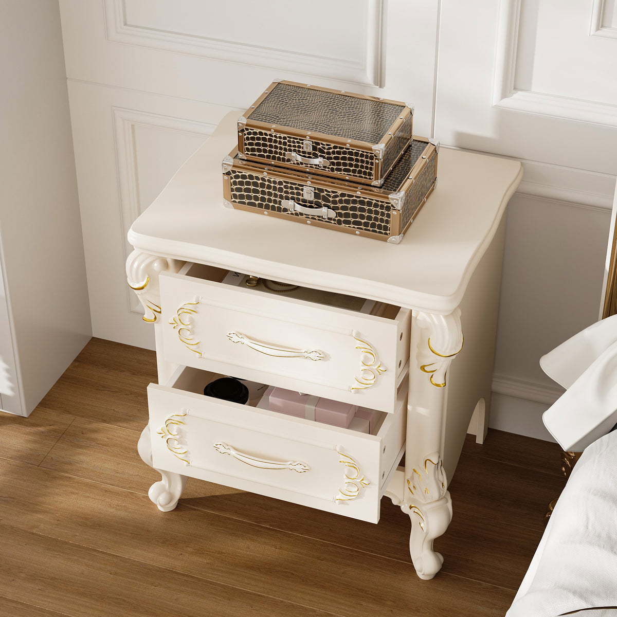 19.7 inch Elegant Nightstand with 2 Drawers