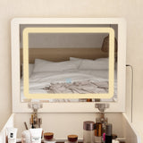 18.7 inches Modern White Makeup Vanity Desk with Lights and Flip Mirror