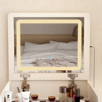 18.7" Modern White Makeup Vanity Desk with Lights and Flip Mirror