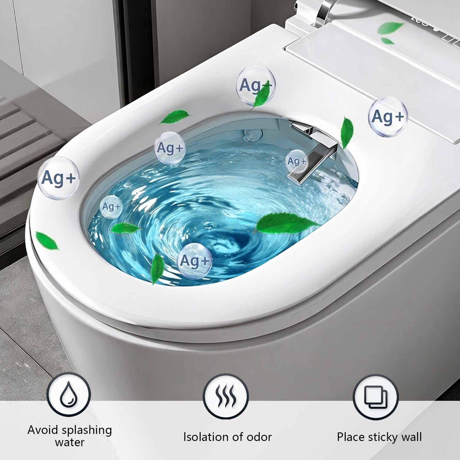 White smart toilet with ambient light