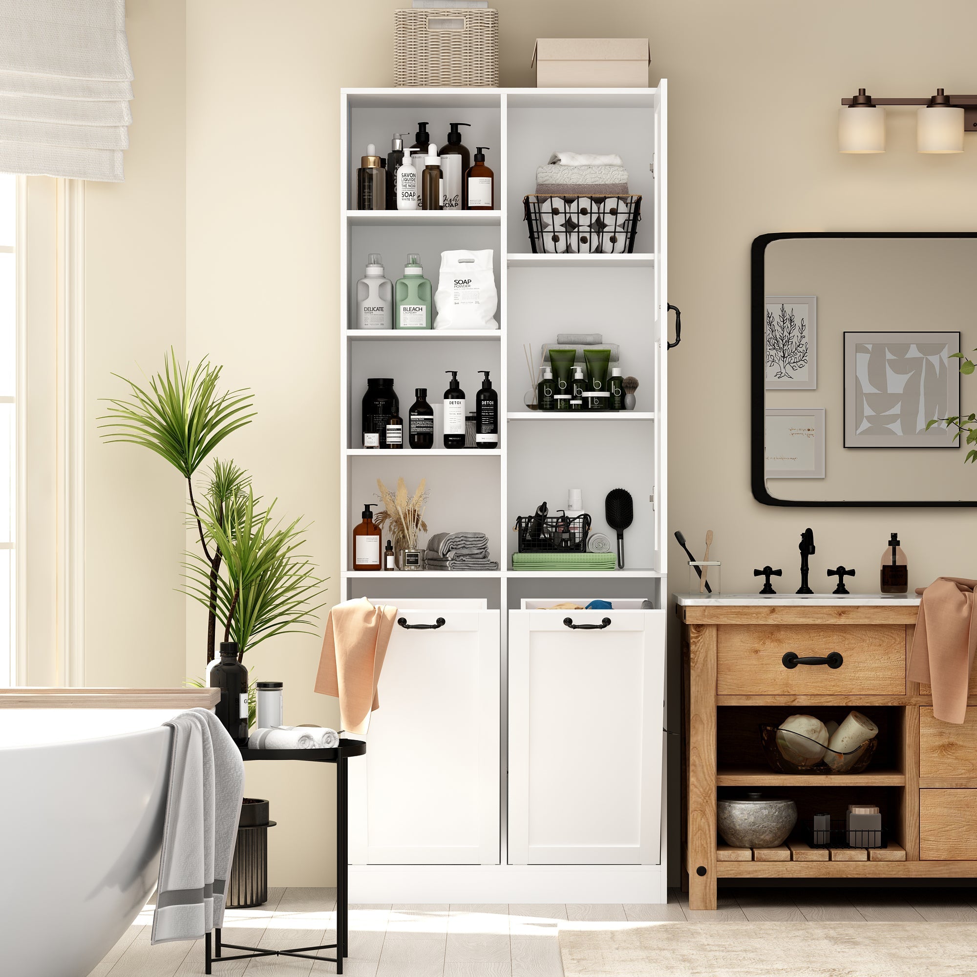 Elegent Bathroom Cabinet With White Finish