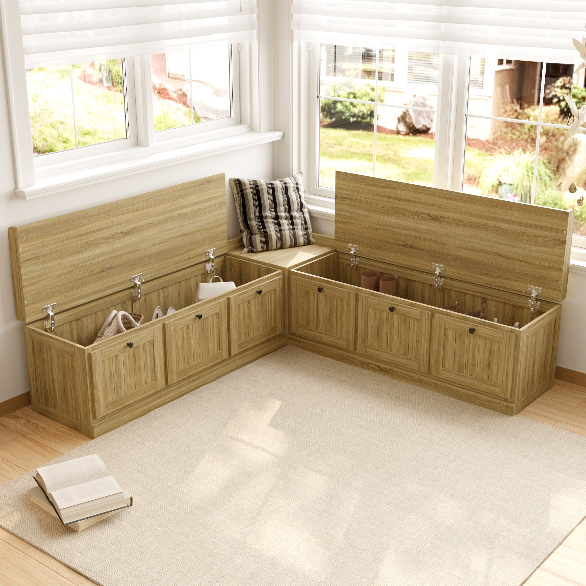 Corner Shoe Storage Bench For Entryway Organization