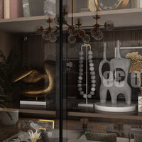 Geyma 47" Modern Brown Display Cabinets with Glass Door and Adjustable Lighting